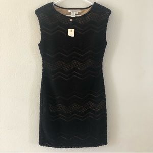 NWT $329 Studio M Alesia Illusion Black Dress Sz M